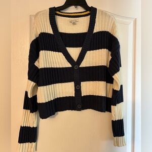 Navy/white Cardigan Sweater